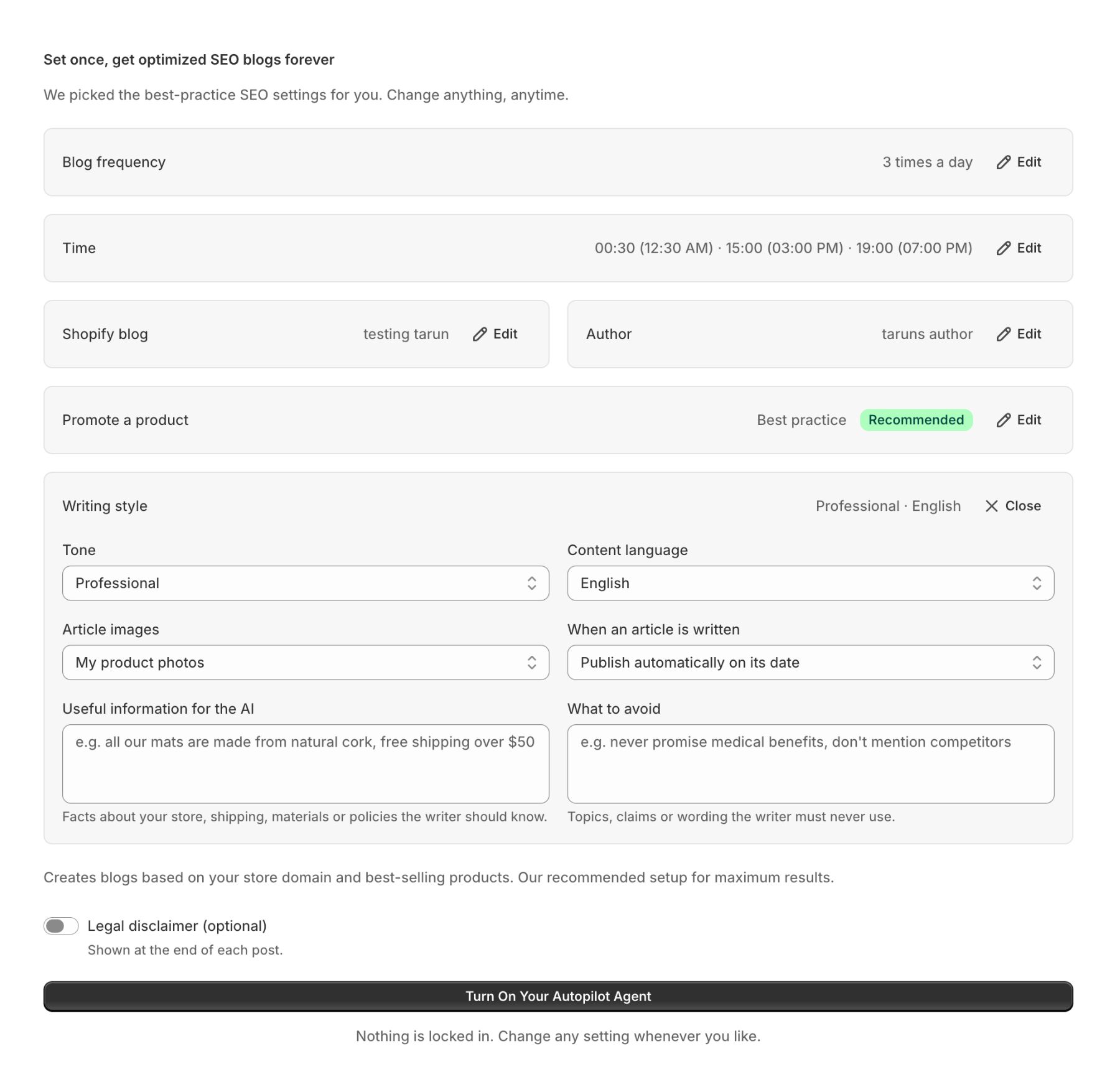 Content Autopilot planning a publishing calendar