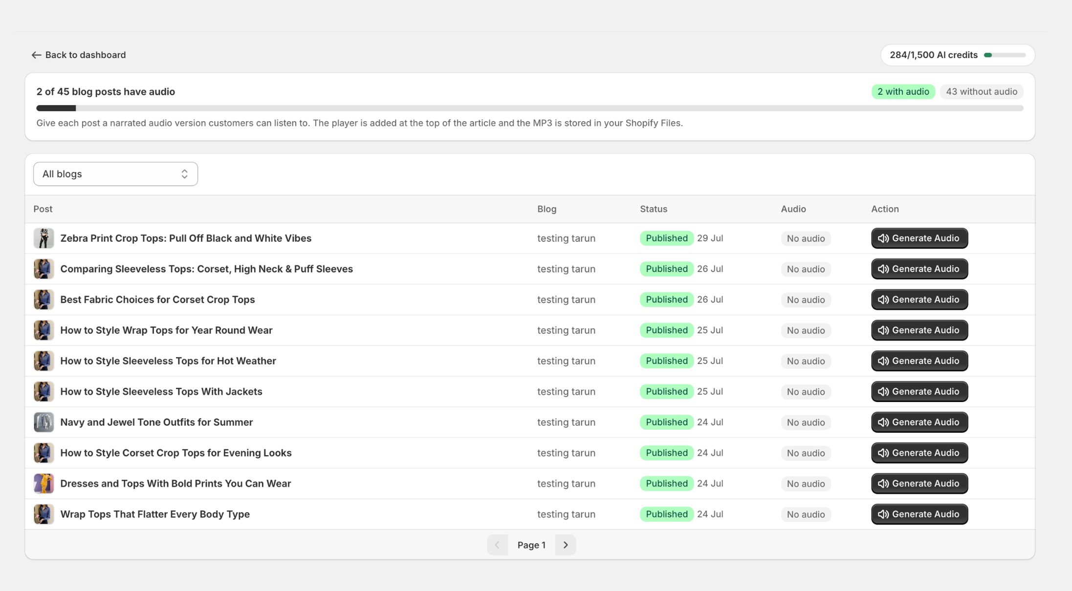 Blog Post Podcasts screenshot