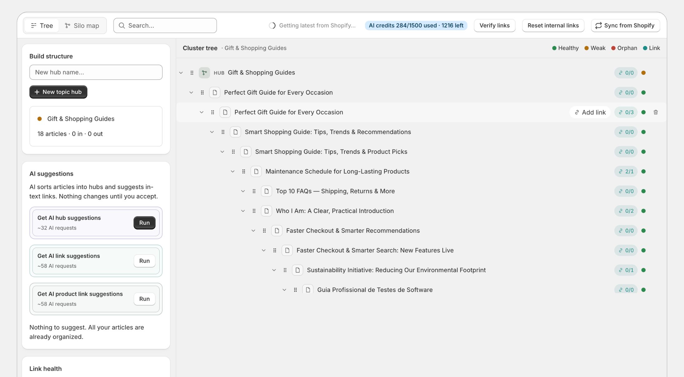 Topic Clusters screenshot